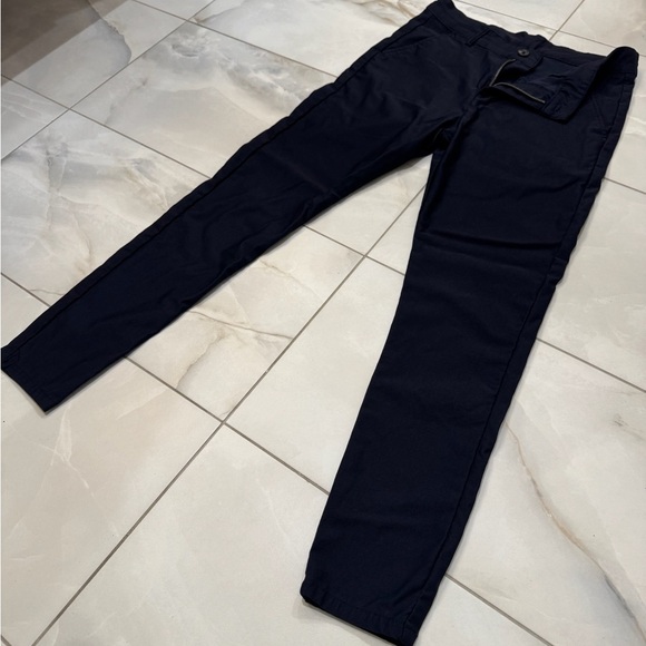 Boutique Super Skinny Stretch Luxury Italian Tailored Solid Navy Blue Chino Pant - Picture 4 of 9